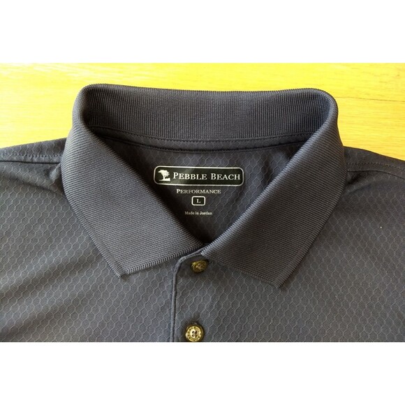 PEBBLE BEACH Performance Golf Polo Shirt Men's Large Textured‎ Dark Gray NWOT - Picture 4 of 13